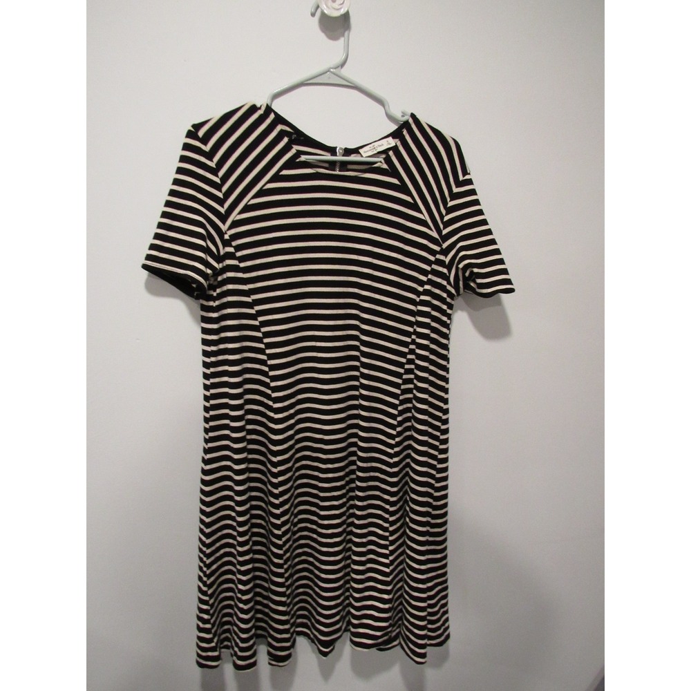Abercrombie & Fitch Womens Black White Striped Swing Dress Back Zip Medium